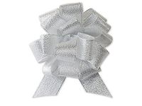 Metallic Silver Sparkle Pull Bow (12 Pack ) 4-1/2"