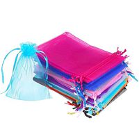 Boshen 100/200PCS Organza Gift Candy Sheer Bags Mesh Jewelry Pouches Drawstring Bulk for Wedding Party Favors Christmas 3"x4" 5"x7" (5" X 7"(200PCS), Mixed)