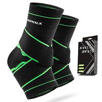 VANWALK Ankle Brace Compression Support Sleeve (Pair) for Plantar Fasciitis Arch Tendon Support, Eases Heel Spurs Sprained Ankle Swelling Joint Pain (Green, S)