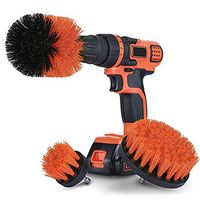 Highpot 3 Piece Power Scrubber Drill Brush Attachment Set Cleaning Kit for Bathroom, Grout, Shower, Tub, Floor, Tile and Kitchen Surfaces (Orange)