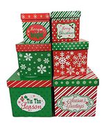 6 Christmas Gift Boxes w/ Lids Nesting Tiered Cubes for Display or Presents