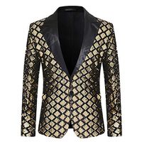 Naladoo Fashion Men's Autumn Winter Casual Jacket Long Sleeve Performances Suit Gold