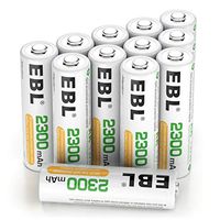 EBL Pack of 12 AA NiMH 2300mAh Precharged Rechargeable Batteries, Home Basic AA Battery