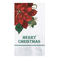 Hoffmaster 831218 Traditional Poinsettia Paper Dinner Napkin, 15" x 17" Unfolded, 7.5" by 4.25" Folded, 2 Ply (Pack of 1000)