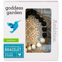 Goddess Garden - Ambition Aromatherapy Bracelet - On-the-Go Essential Oil Diffuser Jewelry, Genuine Stones, Natural Beads, Balancing Lava Rock, Enlightening Howlite, Hummingbird Charm - 1 Bracelet