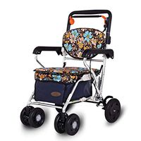 TYJ-USA Walker Old cart Old Shopping cart can sit on a Lightweight Four-Wheel Folding Walker Scooter (Color : Silver, Size : 6250cm)