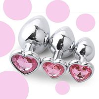 EDYellow 3-PCS Comfortable Heart Shape Stainless Steel Metal Jewel Plated Pl-UG for Beginner (Pink)