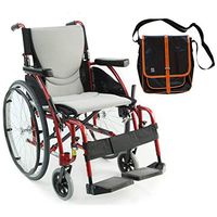 Karman S-Ergo 115 Ultra Lightweight Ergonomic Wheelchair | Seat Size 20" X 17" | Swing Away Footrest | Fixed Wheels in Red & Free Black Medical Utility Bag with Trim!