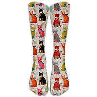 FUNINDIY Cat Ladies Compression Socks Soccer Socks High Socks Long Socks for Running,Medical,Athletic,Edema,Diabetic,Varicose Veins,Travel,Pregnancy,Shin Splints,Nursing.