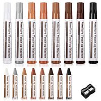 Furniture Repair Markers and Wax Sticks with Sharpener for Stains, Scratches, Wood Floor, Tables, Desks, Maple, Oak, Cherry, Walnut, Grey, White, Black, Mahogany