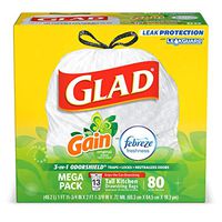 Glad Tall Kitchen Drawstring Trash Bags - OdorShield 13 Gallon White Trash Bag, Gain  Original with Febreze Freshness - 80 Count