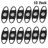 Cigar Cutter, CGBOOM Portable Double Stainless Steel Blade Cigar Clippers Tool with Plastic Handle, Sharp and Easy to Cut, 12 Pack Cigar Punch, Black