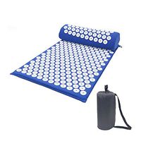 Morenitor Large Yoga Acupressure Mat with Pillow Spike Massage+Bag, Suitable for Massage, Release Muscle Relaxation and Relieve Sciatic, Back, Neck, Headaches (Blue)