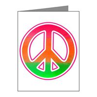 Note Card Neon Peace Symbol