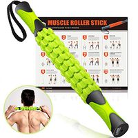 Muscle Roller, Kamileo Massage Roller Stick for Relieving Muscle Soreness Cramping Tightness Athletes Legs Back Calf Body Joints Recovery Therapy Tool(Manual, Workout Poster) - Fluorescent Green