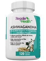 Regale Health Organic Ashwagandha Root Powder with Black Pepper Extract - 1300mg - Anti-Anxiety Supplements, Stress Relief, Mood, Memory, Adrenal and Thyroid Support - Non-GMO - 120 Capsules