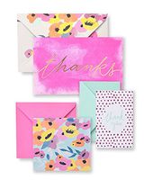 Zoomerang Pink Poppy Thanks & Note Card Set With Gold Foil, 15 count