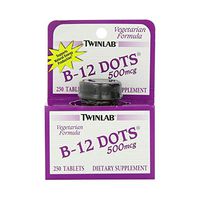 Twinlab B-12 Dots Vitamin B-12, 500mcg, 250 Tablets, Dietary Supplement, Supports Natural Energy Production