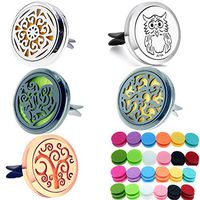 5 PCS car Aromatherapy Fragrance Essential Oil Diffuser Vent Clip Stainless Steel locket with 60 Replacement Felt pad (H10)
