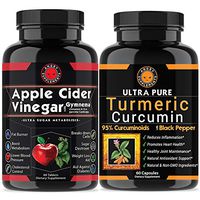 Apple Cider Vinegar Pills for Weightloss and Turmeric Curcumin (2 Pack Bundle) All Natural Weight Loss Detox Remedy Includes Gymnema, Garcinia, Black Pepper for Complete Diet and Health (2-Pack)