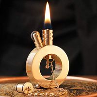 Vintage Trench Windproof Copper Lighter,Art Ring Shape Antique Style Wheel Lighter