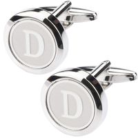 Dannyshi Mens Classic Stainless Steel Initial Cufflinks 26 Alphabet Initial Letter Cufflinks Business Wedding Shirts A-Z (D)