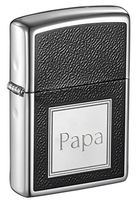 Personalized Zippo Black and Chrome Lighter for Father's Day Gift for Papa
