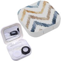 Portable Contact Lens Case Box Travel Kit Mirror + Bottle + Tweezers Container Holder [ Watercolor Ethnic Tribal ]