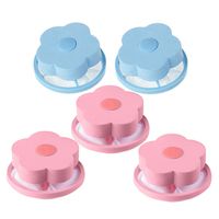 Elaco 5PCS Flower-Shaped Floating Lint Mesh Bag Washing Machine Filter Bag Hair Remover-2 Blue+3 Pink