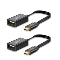 CableCreation [2-Pack Micro USB 2.0 OTG Cable, Flat On The Go Adapter Micro USB Male to USB Female for Samsung S7 S6 Edge S4 S3 Android or Other Smart Phones Tablets with OTG Function 6 Inch, Black
