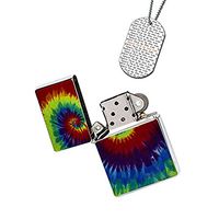 New Vibe Silver Flip Top Lighter - Tie Dye Painting