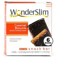 WonderSlim High Protein Snack Bar/Diet Bars - Caramel Brownie Nut (7ct) 6 Box Value-Pack (Save 15%) - Trans Fat Free, Aspartame Free, Kosher, Cholesterol Free