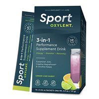 Oxylent Sport 3-in-1 Performance Supplement Drink - Sugar-Free, Effervescent, Easy Absorption of Vitamins, Creatine Minerals, Natural Energy, Supports Stamina, Lemon-Lime Burst Flavor, 15 Count