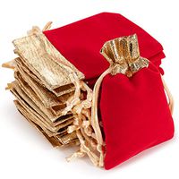handrong 50pcs Velvet Bags Drawstring Jewelry Gift Pouch for Women Wedding Bridal Shower Party Favor 4.0"x2.8" Red