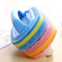 JPONLINE Kitchen Cleaning Bathroom Toilet Kitchen Glass Wall Cleaning Bath Brush Plastic Handle Sponge Bath Bottom