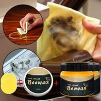 Beeswax Seasoning Solution Wood Polish All Purpose Beewax Wood Cleaning Furniture Care Wood Protection for Cutting Boards Bamboo Wooden Surfaces Renew Wood Conditioner (2 * 85g+200g+2 Sponge)