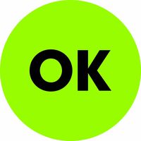Tape Logic Circle Label, Legend"OK", 1" Diameter, Fluorescent Green, Roll of 500 (DL1271)