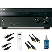 Sony STR-DH750 7.2ch 1015 Watt A/V Receiver with Bluetooth Plus Hook-Up Bundle - Includes 3 Outlet Surge with 2 USB Ports, Two 6ft Optical Toslink 5.0mm OD Audio Cables, Two 6 ft High Speed 120hz Ready 1080p HDMI Cable, and TV/LCD Screen Cleaning Kit