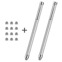 Stylus, CHAOQ 2 Pcs Silver Stainless Steel, Hybrid Mesh Fiber Tip Stylus Pens for Touch Screens Devices iPad, iPhone, Samsung, Tablet, Kindle with 12 Extra Replaceable Mesh Fiber Tip