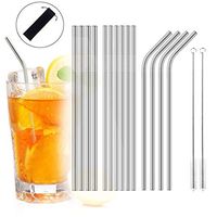 Fullfun 16Pcs 0.5Inch Reusable Drinking Straw 304 Stainless Steel Metal Straw with Cleaner Brush For Mugs 20/30oz
