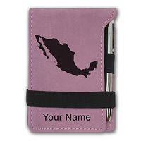 Mini Notepad, Country Silhouette Mexico, Personalized Engraving Included (Pink)