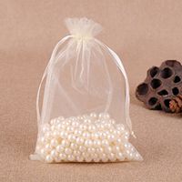 MELUOGE 100pcs 5X7 Inches Organza Drawstring Jewelry Pouches Bags Party Wedding Favor Gift Bags Candy Bags (White)