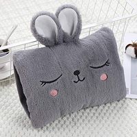 Hot Water Bottle Rechargeable Explosion-Proof Warm Water Bag Warm Baby Water Warm Hand Treasure Cute Cute Adult Plush Korean Female, Gray Rabbit Fur