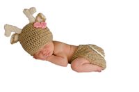 Pinbo Newborn Baby Girls Photography Prop Crochet Knitted Deer Hat Diaper