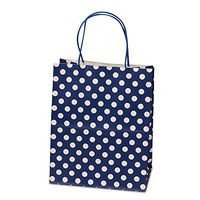 Panda Party Supplies Twisted Handle Matte Royal Navy Blue Polka Dot Paper Shopping Gift Bags (12)