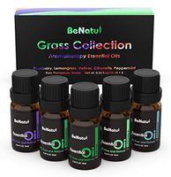 Benatu Essential Oils Set - Peppermint, Vetiver, Rosemary, Lemongrass, Citronella - Organic Aromatherapy Starter Kit (Grass Collection) 5 Packs