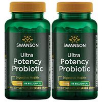 Swanson Ultra Potency Probiotic Digestive Health Immune System Support 66 Billion CFU Prebiotic NutraFlora scFOS 60 DRcaps Veggie Capsules (Caps) (2 Pack)