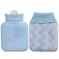 SUWIN Mini Cartoon Winter Silicone Explosion-Proof Hot Water Bottle, Detachable Water Injection Hot Water Bag, Colorful Knit Jacket, for Children and Students, Microwave Heating