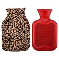 Bodico Warm and Cozy Novelty Hot Water Bottle with Eye Mask Set, 500ml, Leopard Print