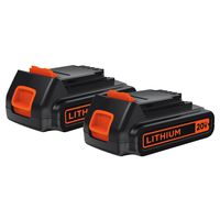 BLACK+DECKER 20V MAX Lithium Battery 1.5 Amp Hour, 2-Pack (LBXR20-OPE2)
